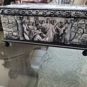 Vintage-Style Black and White Decorative Box